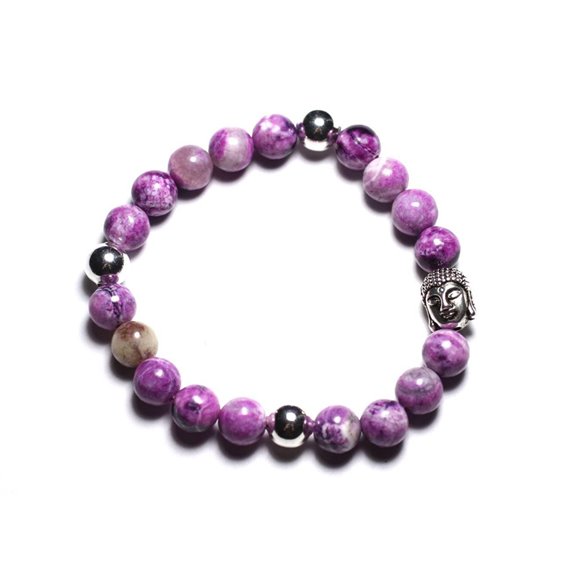 Bracelet Bouddha et Pierre semi précieuse - Sugilite 8mm 