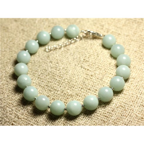 Bracelet Argent 925 et Pierre semi précieuse - Amazonite 10mm 