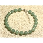 Bracelet Argent 925 et Pierre - Aventurine Verte 6mm