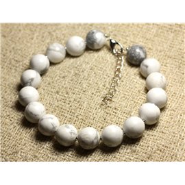 Bracelet Silver 925 and semi precious stone - Howlite 10mm 