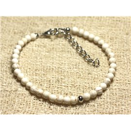 Bracelet Silver 925 and semi-precious stone Magnesite 4mm