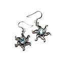 BO236 - Boucles d'Oreilles Argent 925 et Pierre - Soleil 22mm Topaze Bleue 