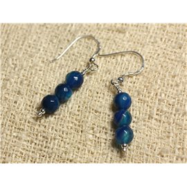 Earrings Silver 925 - Faceted blue agate 6mm 