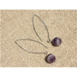 925 Silver Earrings - Faceted Amethyst 10mm 