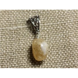 Stone Pendant Necklace - Faceted Olive Citrine 17mm N2 