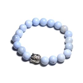 Bracciale Buddha e pietre semipreziose - Agata azzurra 