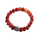 Bracelet Bouddha et Pierre semi précieuse - Agate rouge orange 