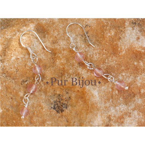 Boucles d'Oreilles Quartz cerise Argent 925 