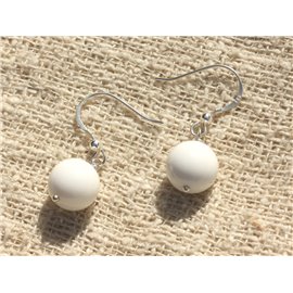 Boucles d'Oreilles Argent 925 et Nacre Blanche 10mm 