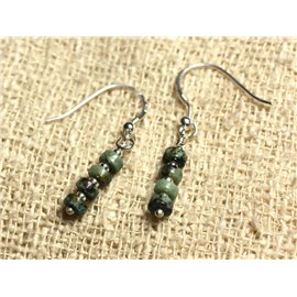 925 Silver Earrings - African Turquoise 4x2mm Rondelles 