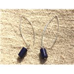 Boucles d'Oreilles Argent 925 - Lapis Lazuli Colonnes 12x6mm 