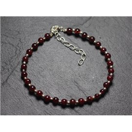 Bracciale in argento 925 e pietra - Sfere di granato 4 mm 