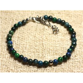 Bracciale in argento 925 e pietra semipreziosa Chrysocolla da 4 mm