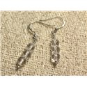 Boucles d'Oreilles Argent 925 - Cristal Quartz Facetté 6mm 