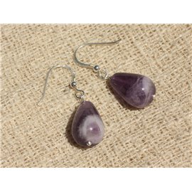 925 Silver Earrings - Amethyst Drops 16x10mm 