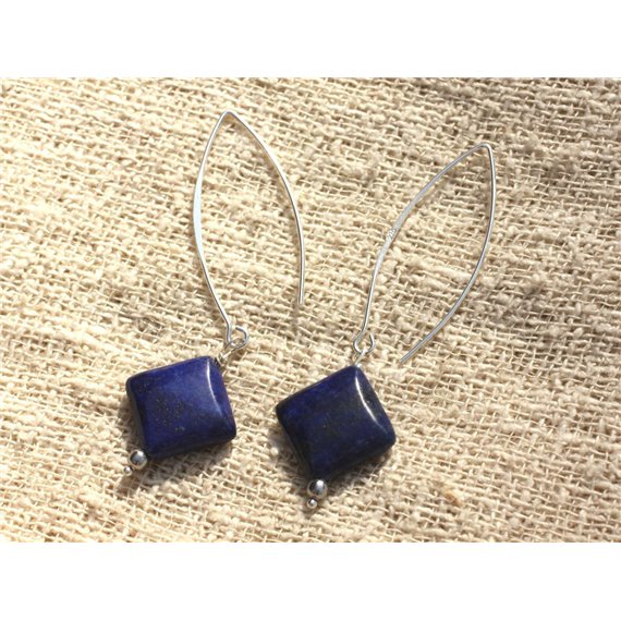 Boucles d'Oreilles Argent 925 - Lapis Lazuli Losanges 18x14mm 