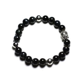 Bracelet Buddha and semi precious stone - Falcon Eye 8mm 