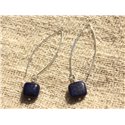 Boucles d'Oreilles Argent 925 - Lapis Lazuli Carrés 10mm 