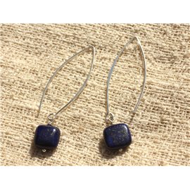 925 Silberohrringe - Lapislazuli-Quadrat 10 mm 