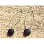 Boucles d'Oreilles Argent 925 - Lapis Lazuli Carrés 10mm 