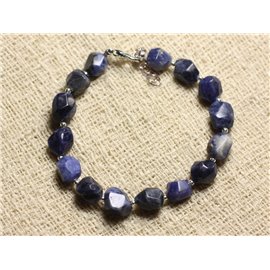 Bracciale in argento 925 e pietra - Pepite sfaccettate in sodalite 8mm 