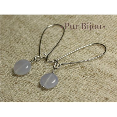 Boucles d'Oreilles Pierre - Calcédoine 10mm