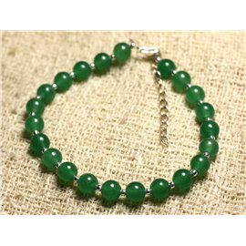 Armband 925 Zilver en Steen - Groene Jade 6 mm 