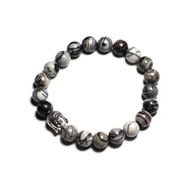 Bracciale Buddha e pietre semipreziose - Zebra Jasper 