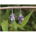 Boucles Argent 925 - Améthyste - Quartz Rose et Cristal de Roche