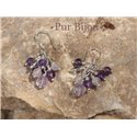 Boucles Argent 925 - Améthyste - Quartz Rose et Cristal de Roche