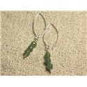 Boucles d'Oreilles Argent 925 Crochets 40mm - Aventurine verte Facettée 6mm 