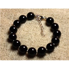 Bracelet 925 Silver and Stone - Black Onyx 10mm 