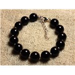 Bracelet Argent 925 et Pierre - Onyx Noir 10mm 