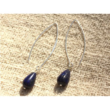 Boucles d'Oreilles Argent 925 - Lapis Lazuli Gouttes 12x8mm 