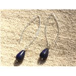 Boucles d'Oreilles Argent 925 - Lapis Lazuli Gouttes 12x8mm 