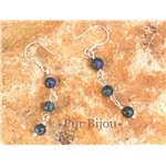 Boucles d'Oreilles Argent 925 et Pierre - Chrysocolle 4mm