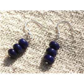 925 Sterling Silber und Lapislazuli Rondelles 8x5mm Ohrringe 