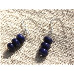 Boucles d'Oreilles Argent 925 et Lapis Lazuli Rondelles 8x5mm 