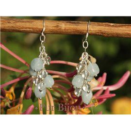 Aquamarine Earrings - Rock Crystal and 925 Silver