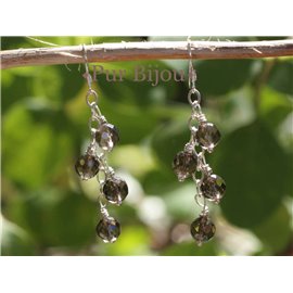 925 Silver Earrings - Semi Precious Stones - Faceted Smoky Quartz