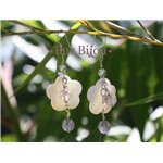 Boucles Argent 925 - Améthyste Facettée et Fleurs en Nacre