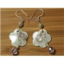 Boucles Argent 925 - Améthyste Facettée et Fleurs en Nacre