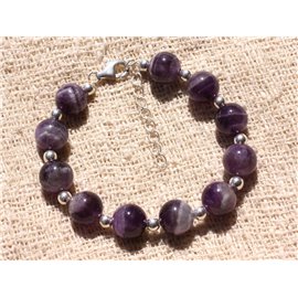 Armband 925 Silber und Stein - Amethyst 10mm 