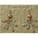 Boucles Argent 925 - Quartz Rose et Perles de Culture