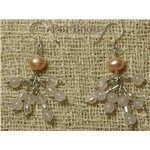 Boucles Argent 925 - Quartz Rose et Perles de Culture