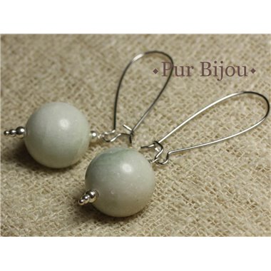 Boucles d'Oreilles Pierre Semi Précieuse - Jade 16 mm 