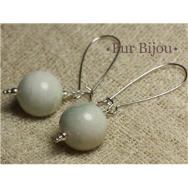 Semi Precious Stone Earrings - Jade 16 mm 