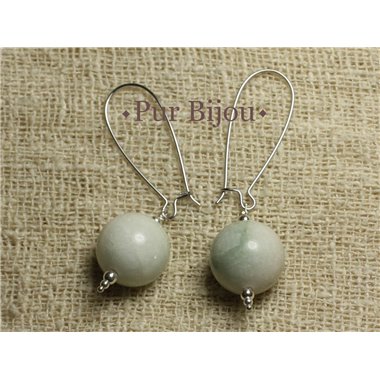 Boucles d'Oreilles Pierre Semi Précieuse - Jade 16 mm 