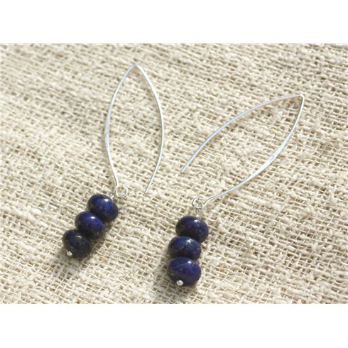 Boucles d'Oreilles Argent 925 - Lapis Lazuli Rondelles 8x5mm 