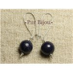 Boucles d'Oreilles Pierre Semi Précieuse - Lapis Lazuli 16 mm